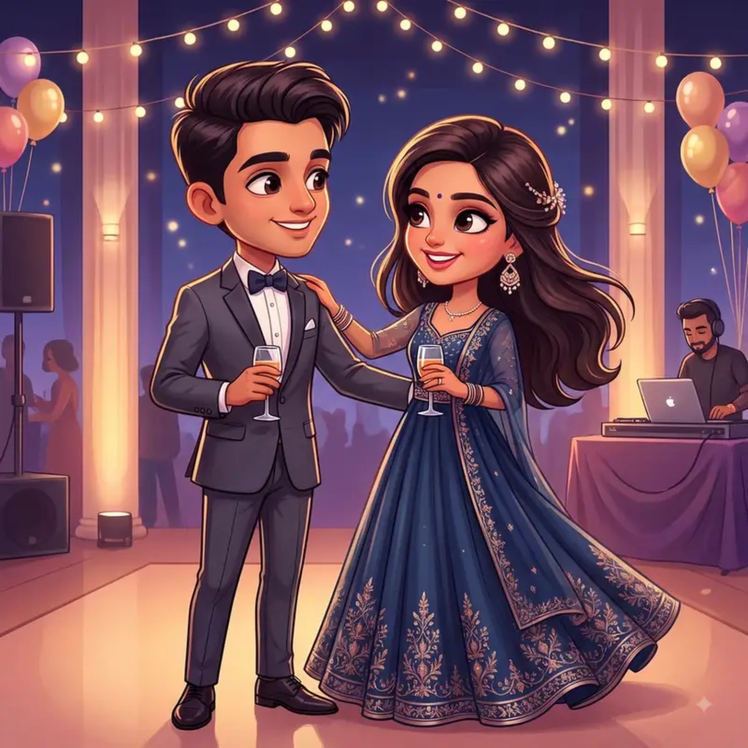 Om and Hima at the Sangeet